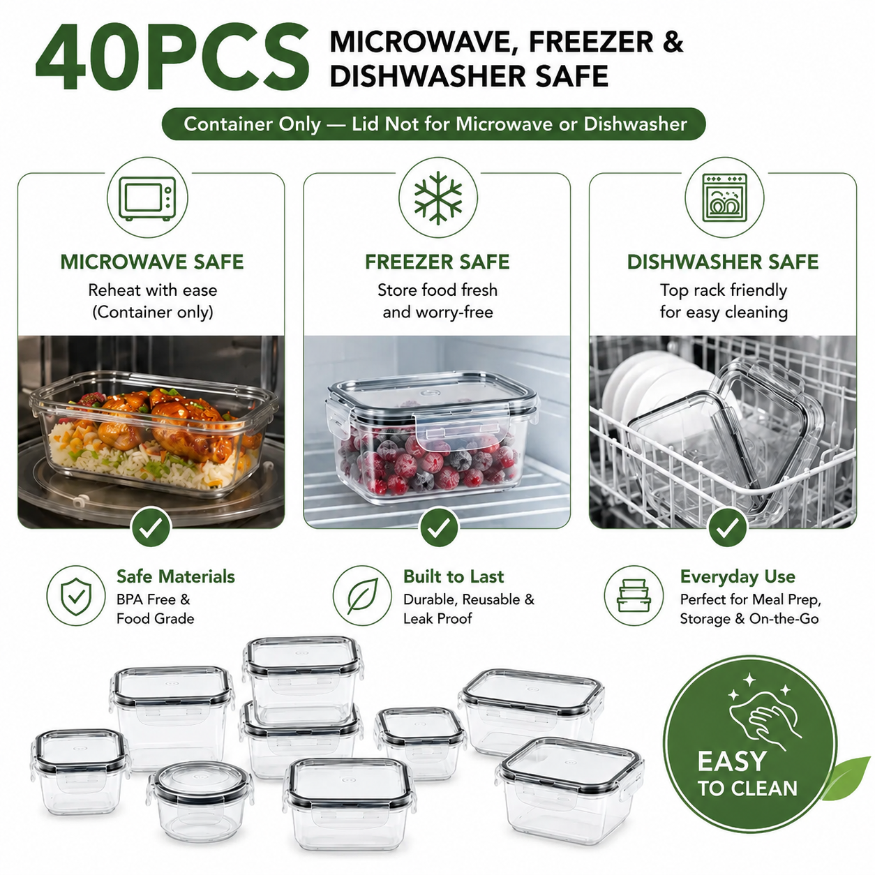 40 PCS Extra Large Airtight Food Storage Containers Set with Lids – Leakproof Reusable Kitchen Organizer Containers with Labels for Pantry & Home Storage